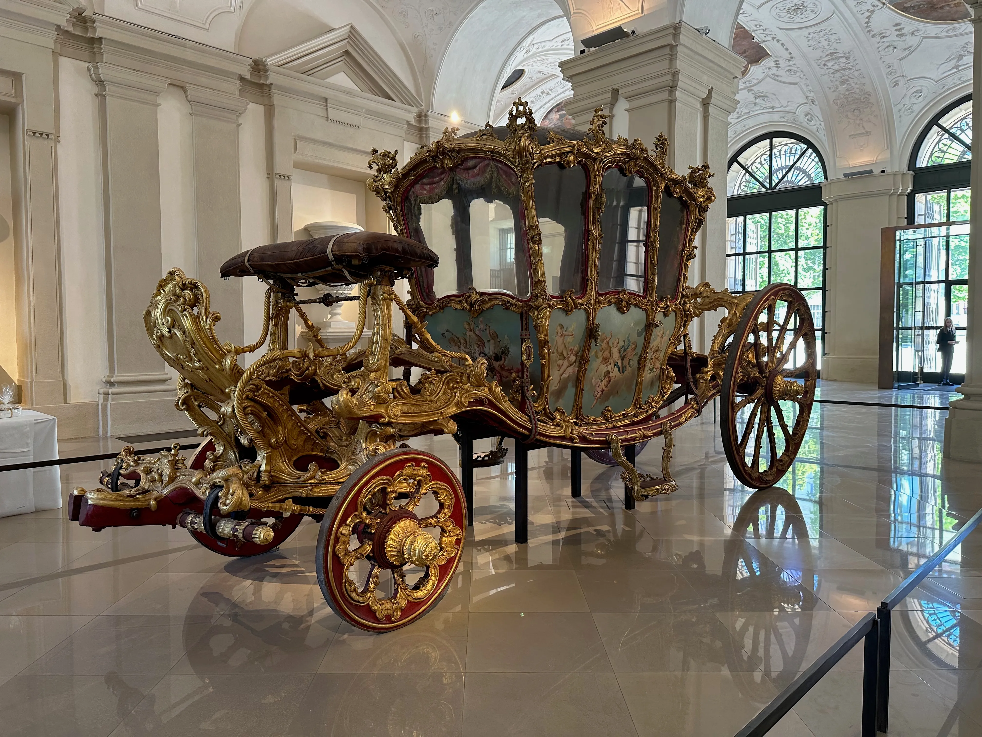 The Liechtenstein Golden Carriage on display inside the palace
