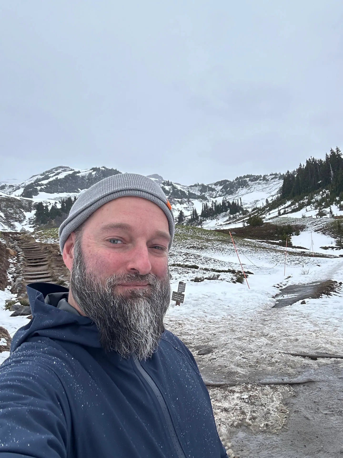 Standing on the snowfield at Paradise