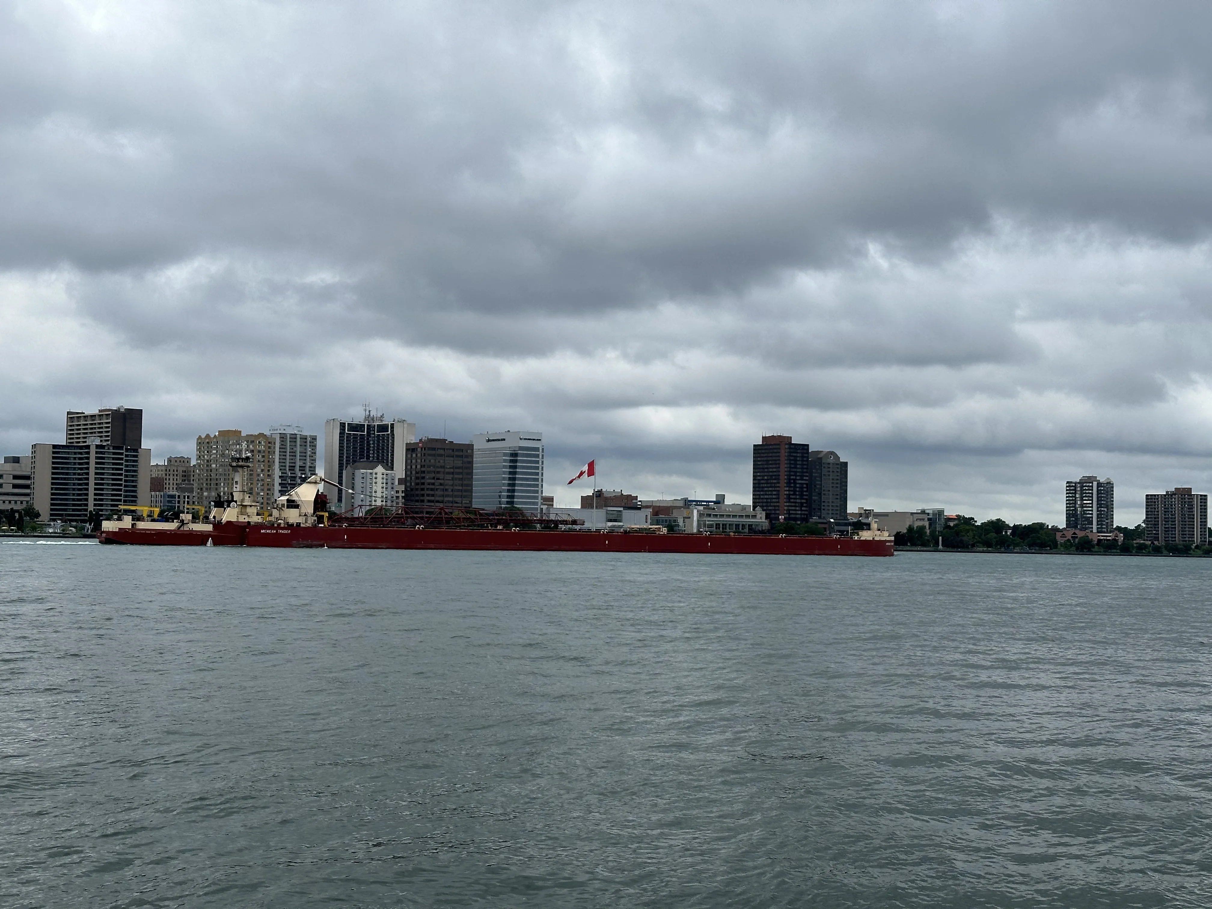 Looking across the Detroit River toward Windsor on the Canadian side