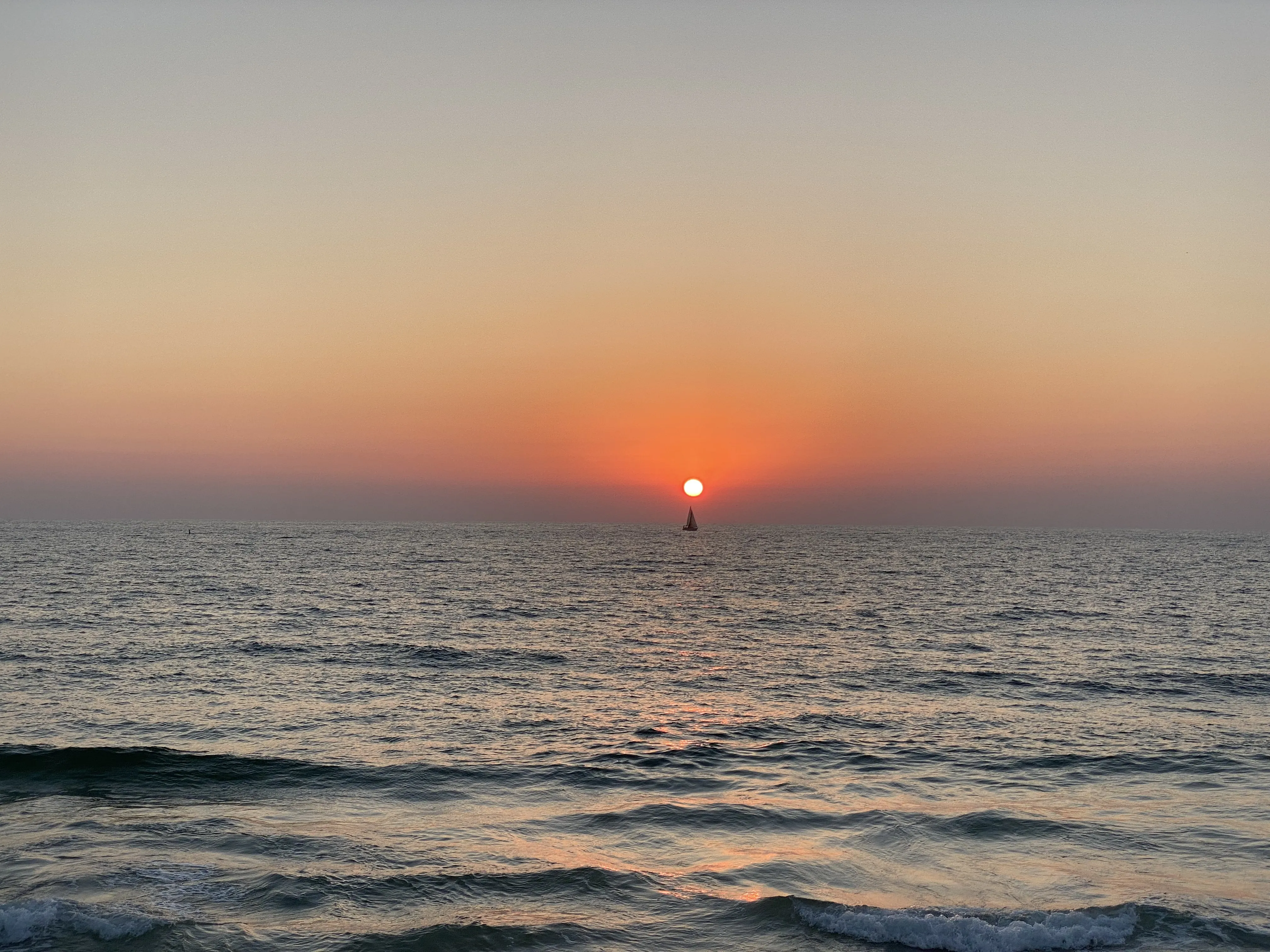 Sunset over the Mediterranean from the beach